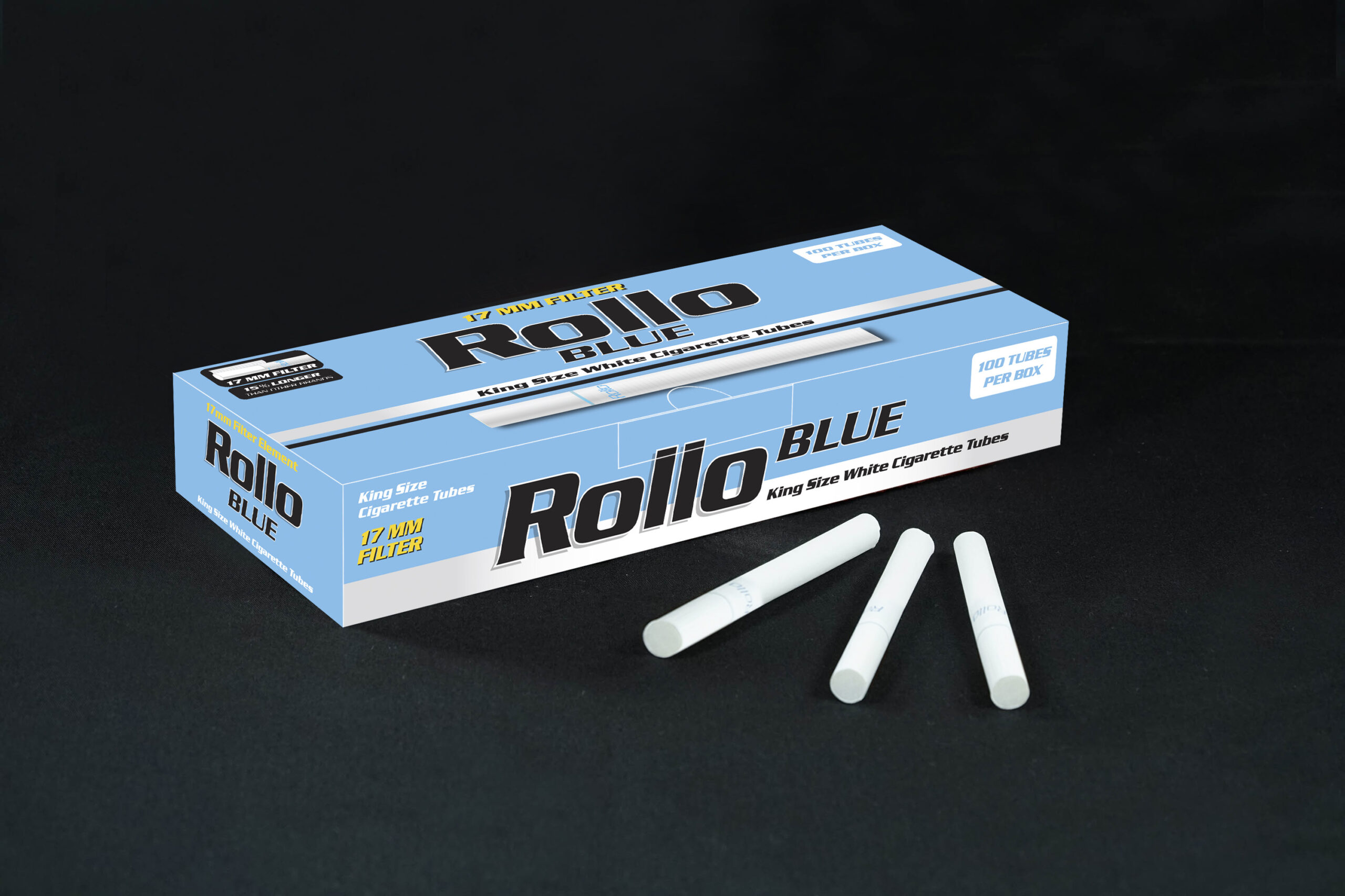Cigarette Tubes Rollo Blue 100 CT 17mm filter length