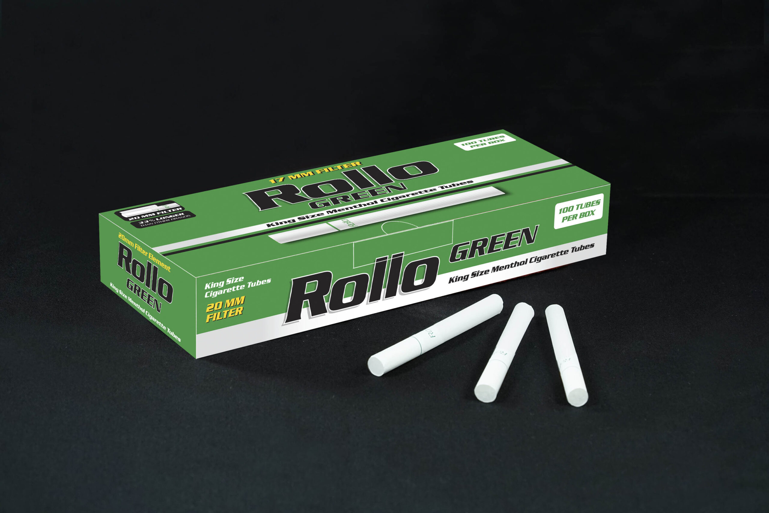 Menthol Cigarette Tubes Rollo Green 100 CT 20mm filter length