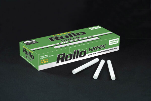 Menthol Cigarette Tubes Rollo Green 100 CT 25mm filter length