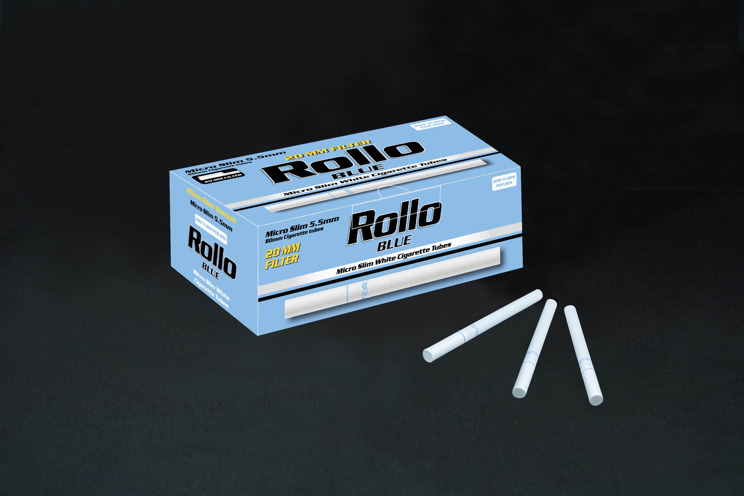 Micro Slim Cigarette Tubes Rollo Blue 200 CT
