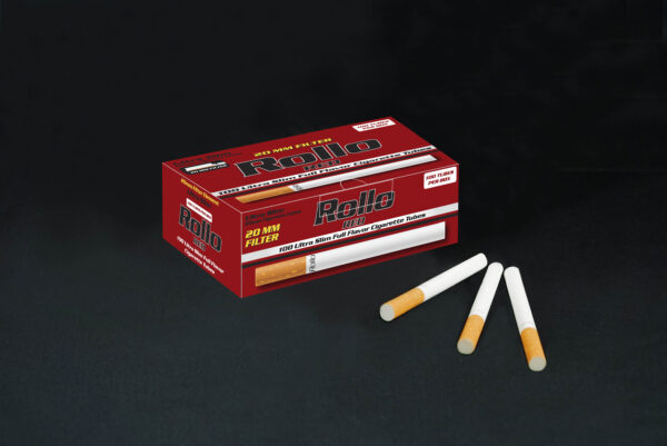 Ultra Slim Cigarette Tubes Rollo Red 100 CT 20mm filter length