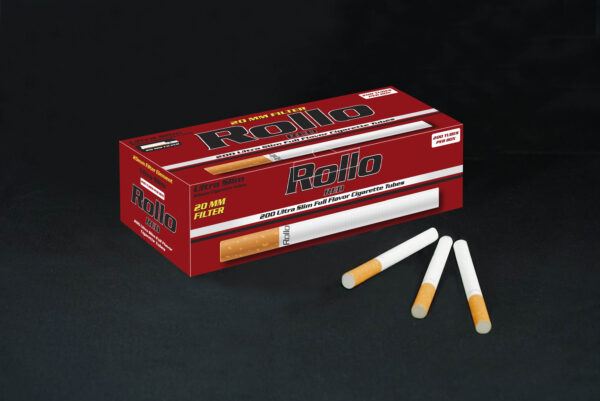 Ultra Slim Cigarette Tubes Rollo Red 200 CT 20mm filter length