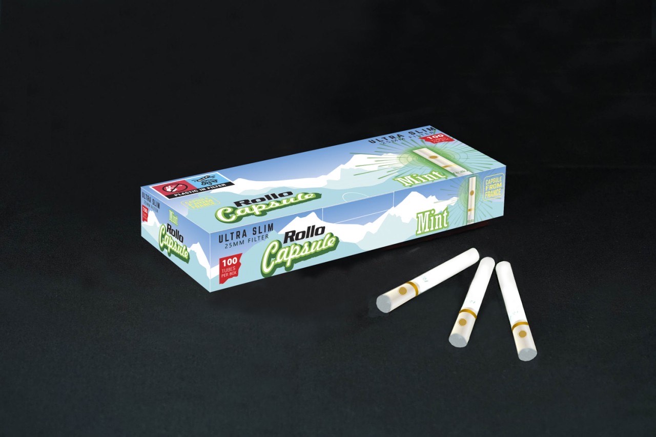 Ultra Slim Cigarette Tubes Rollo Mint Capsule 100 CT