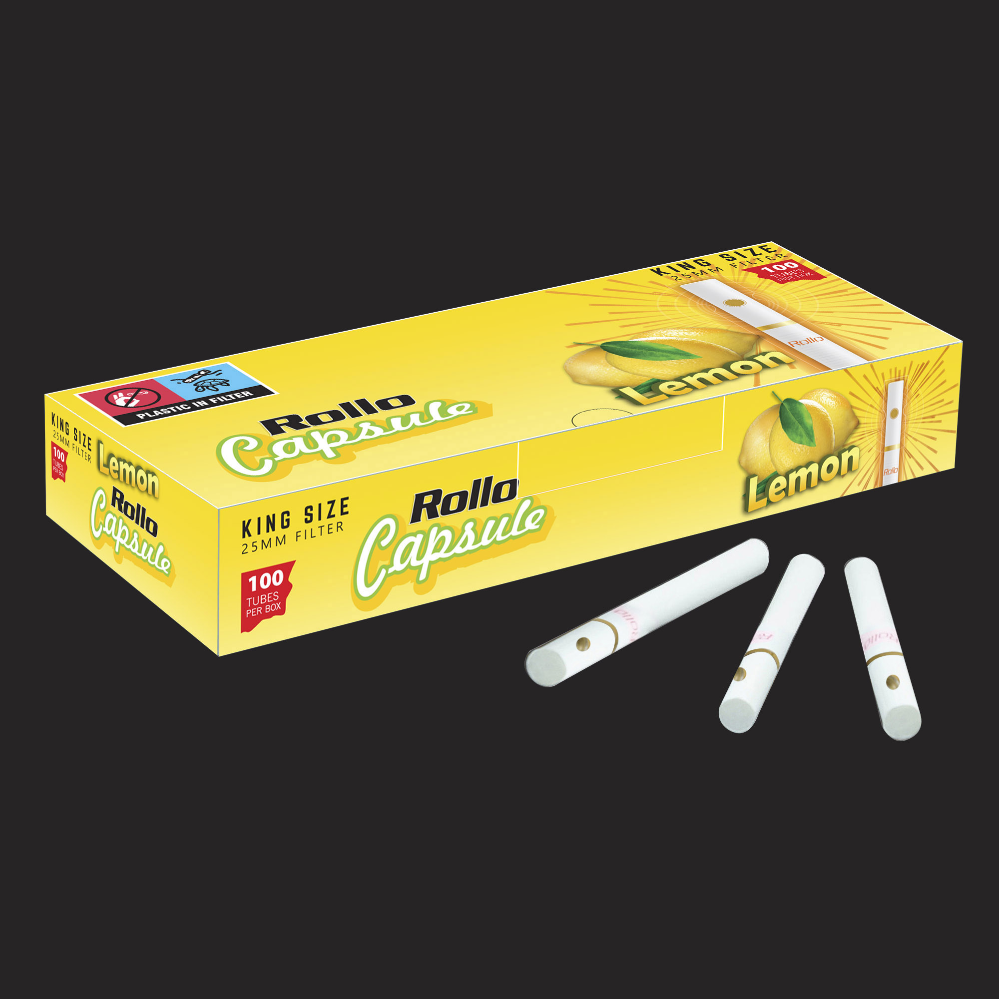 King Size Cigarette Tubes Rollo Lemon Capsule 100 CT